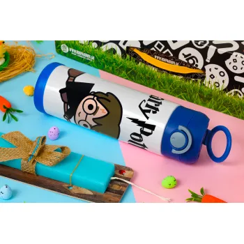 Harry potter kid, Πασχαλινή Λαμπάδα με Παιδικό παγούρι θερμό, ανοξείδωτο, με καλαμάκι ασφαλείας, ΜΠΛΕ (500ml)