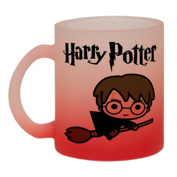 Harry potter kid, Κούπα γυάλινη δίχρωμη με βάση το κόκκινο ματ, 330ml