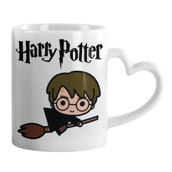 Harry potter kid, Κούπα καρδιά χερούλι λευκή, κεραμική, 330ml