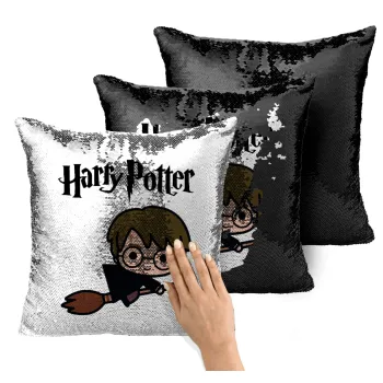 Harry potter kid, Μαξιλάρι καναπέ Μαγικό Μαύρο με πούλιες 40x40cm περιέχεται το γέμισμα