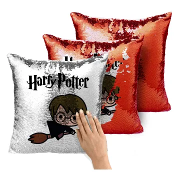 Harry potter kid, Μαξιλάρι καναπέ Μαγικό Κόκκινο με πούλιες 40x40cm περιέχεται το γέμισμα