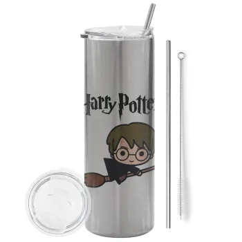 Harry potter kid, Tumbler stainless steel Silver 600ml, with metal straw & cleaning brush