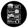 Eat Sleep Game Repeat, Επιφάνεια κοπής γυάλινη στρογγυλή (30cm)
