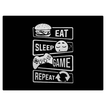 Eat Sleep Game Repeat, Επιφάνεια κοπής γυάλινη (38x28cm)