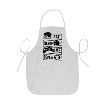 Eat Sleep Game Repeat, Ποδιά Σεφ ολόσωμη κοντή  Παιδική (44x62cm)