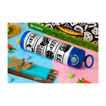 Eat Sleep Game Repeat, Easter candle, Childrens hot water bottle, stainless steel, with safety straw, BLUE (500ml)