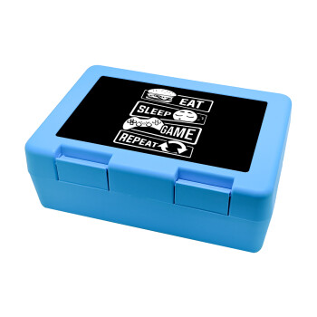 Eat Sleep Game Repeat, Παιδικό δοχείο κολατσιού ΓΑΛΑΖΙΟ 185x128x65mm (BPA free πλαστικό)