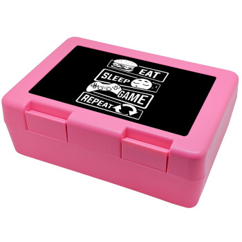 Eat Sleep Game Repeat, Children's cookie container PINK 185x128x65mm (BPA free plastic)