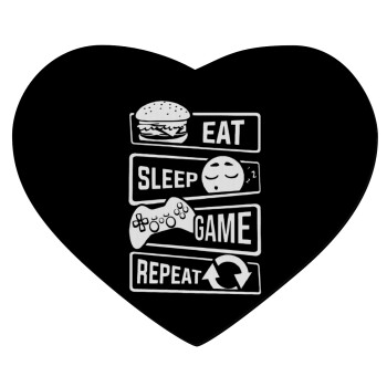 Eat Sleep Game Repeat, Mousepad καρδιά 23x20cm