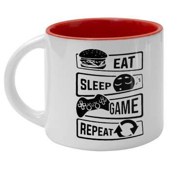 Eat Sleep Game Repeat, Κούπα κεραμική 400ml Λευκή/Κόκκινη