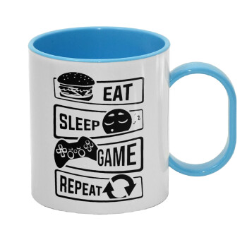 Eat Sleep Game Repeat, Κούπα (πλαστική) (BPA-FREE) Polymer Μπλε για παιδιά, 330ml