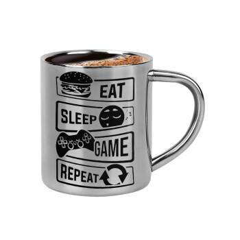 Eat Sleep Game Repeat, Κουπάκι μεταλλικό διπλού τοιχώματος για espresso (220ml)