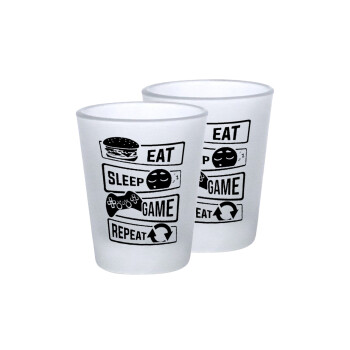 Eat Sleep Game Repeat, Σφηνοπότηρα γυάλινα 45ml του πάγου (2 τεμάχια)