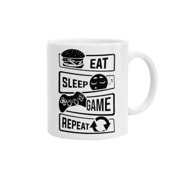 Eat Sleep Game Repeat, Κούπα, κεραμική, 330ml (1 τεμάχιο)