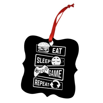 Eat Sleep Game Repeat, Χριστουγεννιάτικο στολίδι polygon ξύλινο 7.5cm