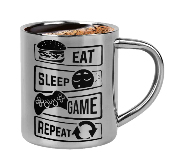 Eat Sleep Game Repeat — Κουπάκι μεταλλικό διπλού τοιχώματος για espresso (220ml)