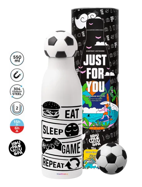 Eat Sleep Game Repeat — Soccer Metal mug thermos, double wall, 550ml