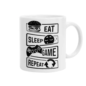 Eat Sleep Game Repeat, Ceramic coffee mug, 330ml