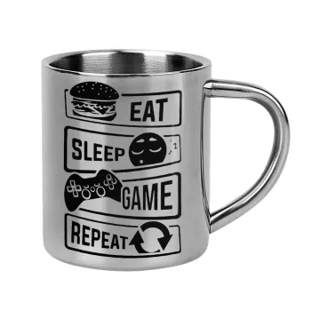 Eat Sleep Game Repeat, Mug Stainless steel double wall 300ml