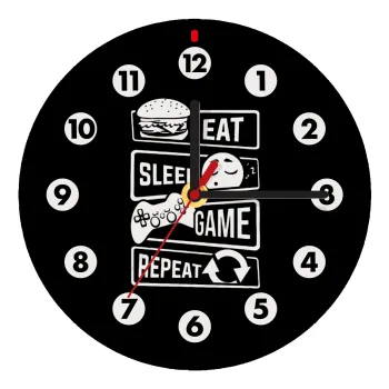 Eat Sleep Game Repeat, Ρολόι τοίχου ξύλινο (20cm)