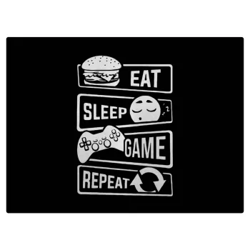 Eat Sleep Game Repeat, Επιφάνεια κοπής γυάλινη (38x28cm)