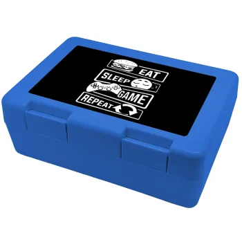 Eat Sleep Game Repeat, Children's cookie container BLUE 185x128x65mm (BPA free plastic)