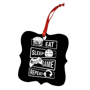 Eat Sleep Game Repeat, Christmas ornament polygon wooden 7.5cm