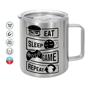 Eat Sleep Game Repeat, Κούπα Ανοξείδωτη διπλού τοιχώματος 300ml