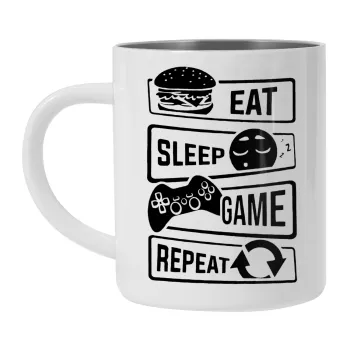 Eat Sleep Game Repeat, Mug Stainless steel double wall 300ml