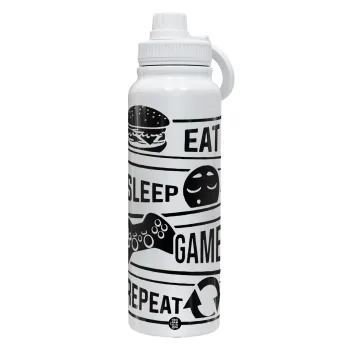Eat Sleep Game Repeat, Θερμός 1L Ανοξείδωτο με Βάση Κινητού & Διπλά Τοιχώματα