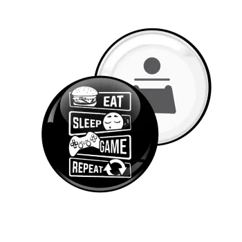 Eat Sleep Game Repeat, Μαγνητάκι και ανοιχτήρι μπύρας στρογγυλό διάστασης 5,9cm