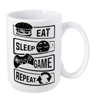 Eat Sleep Game Repeat, Κούπα Mega, κεραμική, 450ml