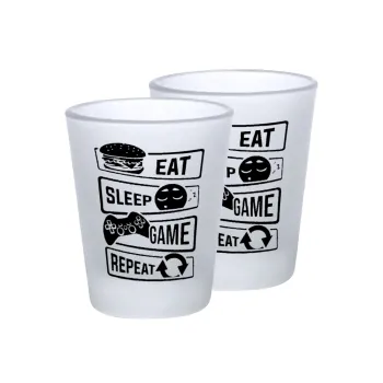 Eat Sleep Game Repeat, Σφηνοπότηρα γυάλινα 45ml του πάγου (2 τεμάχια)