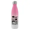Μεταλλικό παγούρι θερμός Ροζ/Λευκό (Stainless steel), διπλού τοιχώματος, 500ml