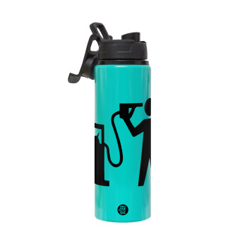 Fuel crisis, Metallic water bottle with safety lid, 850ml aluminum