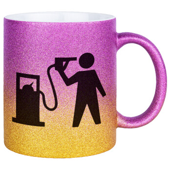 Fuel crisis, Κούπα Χρυσή/Ροζ Glitter, κεραμική, 330ml