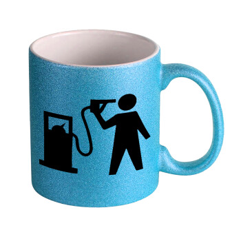 Fuel crisis, Κούπα Σιέλ Glitter που γυαλίζει, κεραμική, 330ml