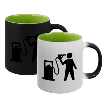 Fuel crisis, Κούπα Μαγική εσωτερικό πράσινο, κεραμική 330ml που αλλάζει χρώμα με το ζεστό ρόφημα