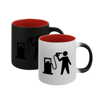 Fuel crisis, Κούπα Μαγική εσωτερικό κόκκινο, κεραμική, 330ml που αλλάζει χρώμα με το ζεστό ρόφημα