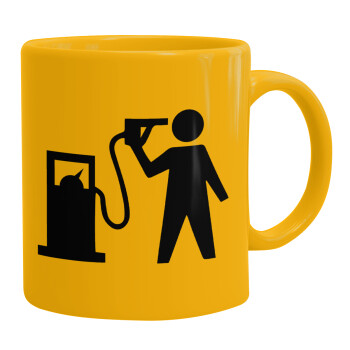 Fuel crisis, Ceramic coffee mug yellow, 330ml (1pcs)
