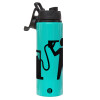 Metallic water bottle with safety lid, 850ml aluminum