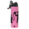 Metallic water bottle with safety lid, 850ml aluminum