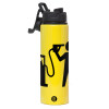 Metallic water bottle with safety lid, 850ml aluminum
