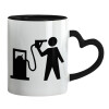 Mug heart black handle, ceramic, 330ml