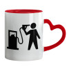 Mug heart red handle, ceramic, 330ml