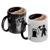 Color changing magic Mug, ceramic, 330ml when adding hot liquid inside, the black colour desappears (1 pcs)