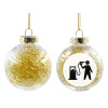 Transparent Christmas tree ball ornament with gold filling 8cm