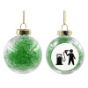 Transparent Christmas tree ball ornament with green filling 8cm