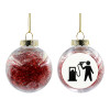 Transparent Christmas tree ball ornament with red filling 8cm