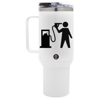 Fuel crisis, Mega Stainless steel Tumbler with lid, double wall 1,2L